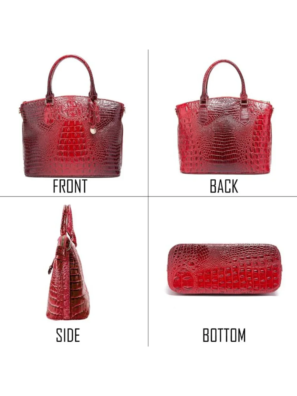 Stylish Crocodile-Embossed Handbag for Women, Versatile Satchel with Shoulder